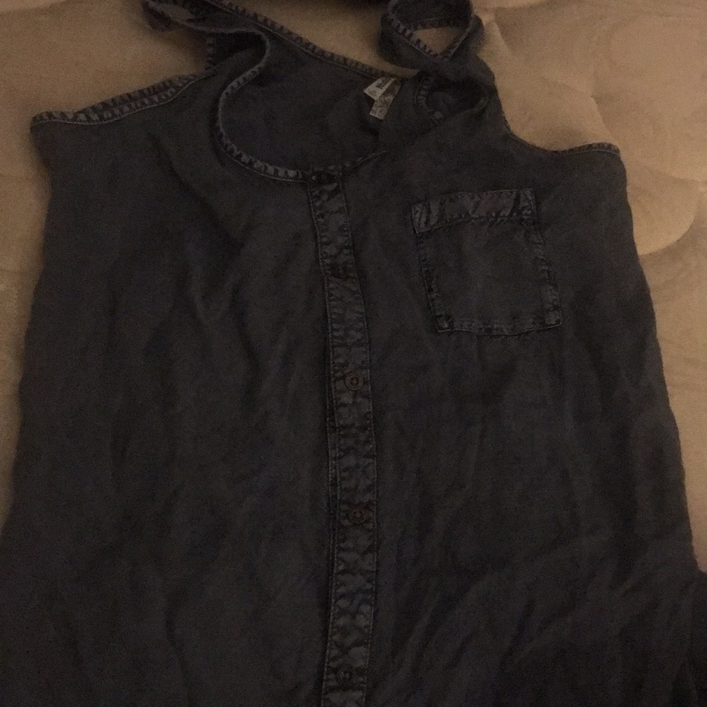 Denim button down tank top